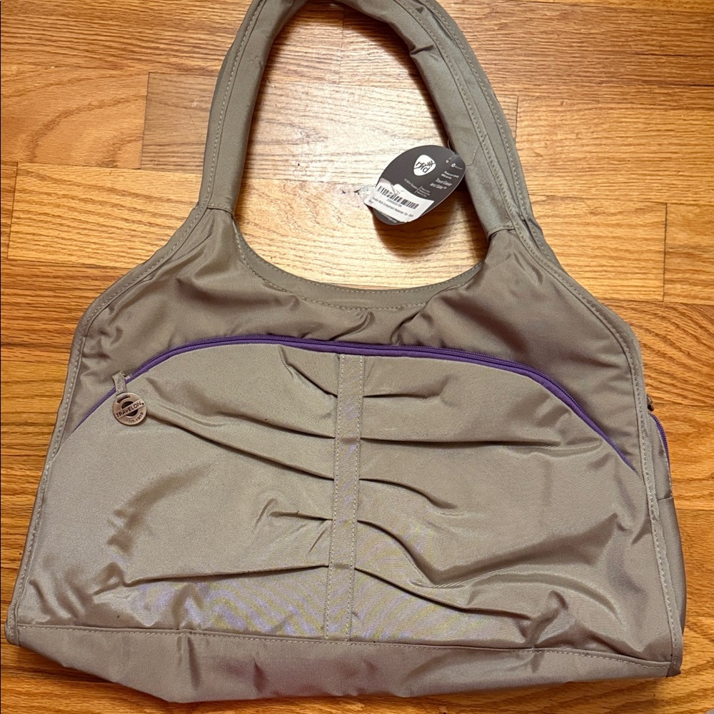 Travelon Tan and Purple Shoulder Bag